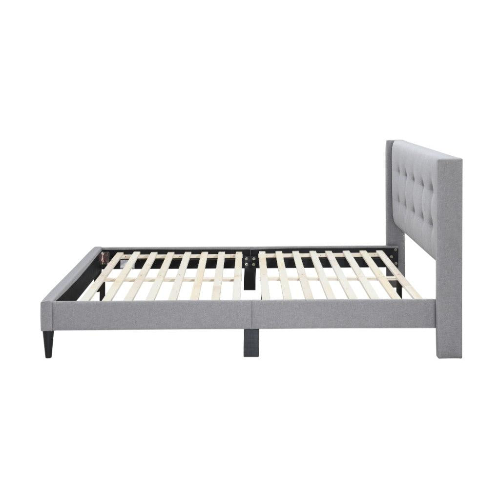 LAING FABRIC QUEEN BED BASE IN MID GREY