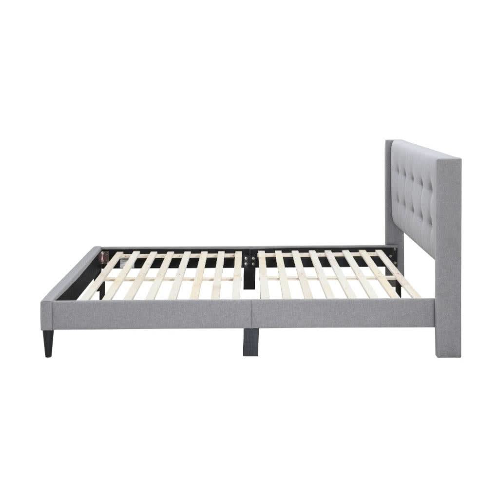 LAING FABRIC QUEEN BED BASE IN MID GREY - MyChocolateWood