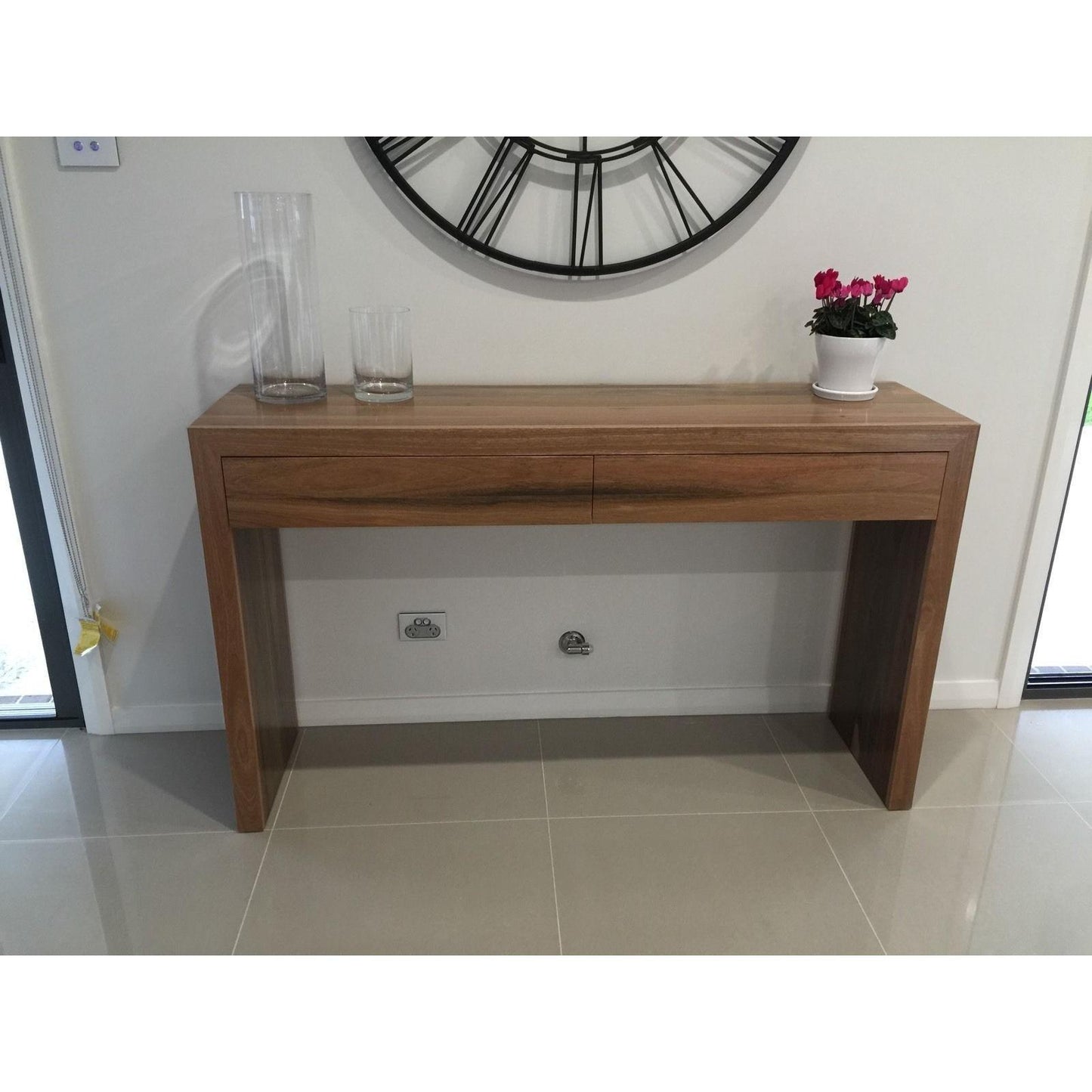 LANNA 2-DRAWER CONSOLE/HALL TABLE - SOLID SPOTTED GUM HARDWOOD TIMBER - MyChocolateWood