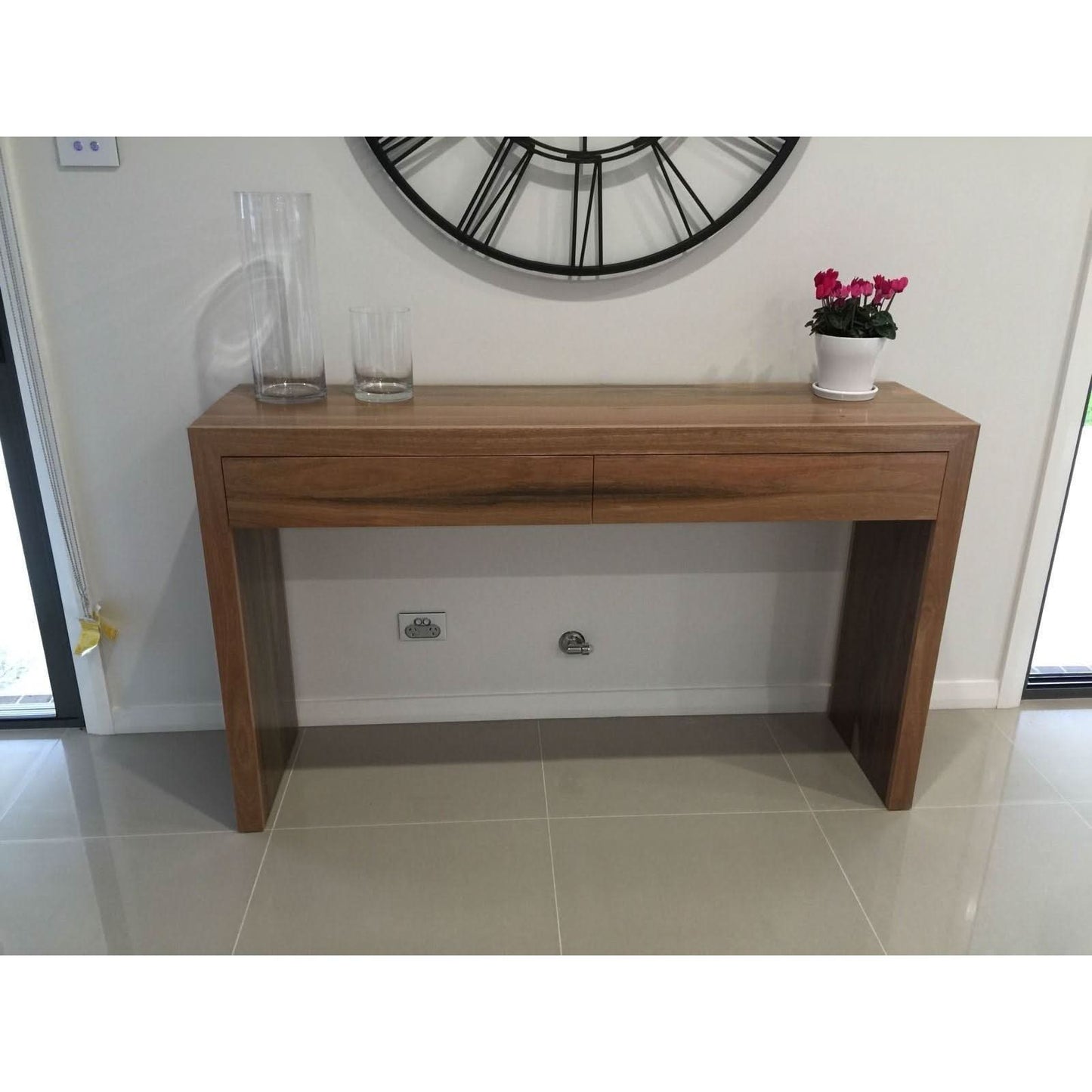 LANNA 2-DRAWER CONSOLE/HALL TABLE - SOLID SPOTTED GUM HARDWOOD TIMBER - MyChocolateWood