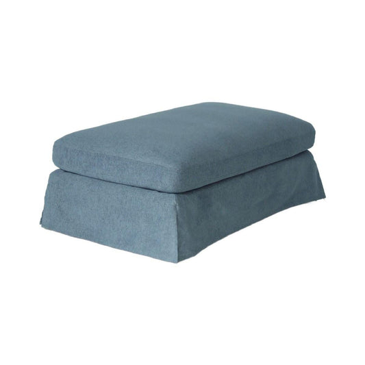 LARK SLIPCOVER OTTOMAN HAMPTONS STYLE IN DEXTER DENIM FABRIC - MyChocolateWood
