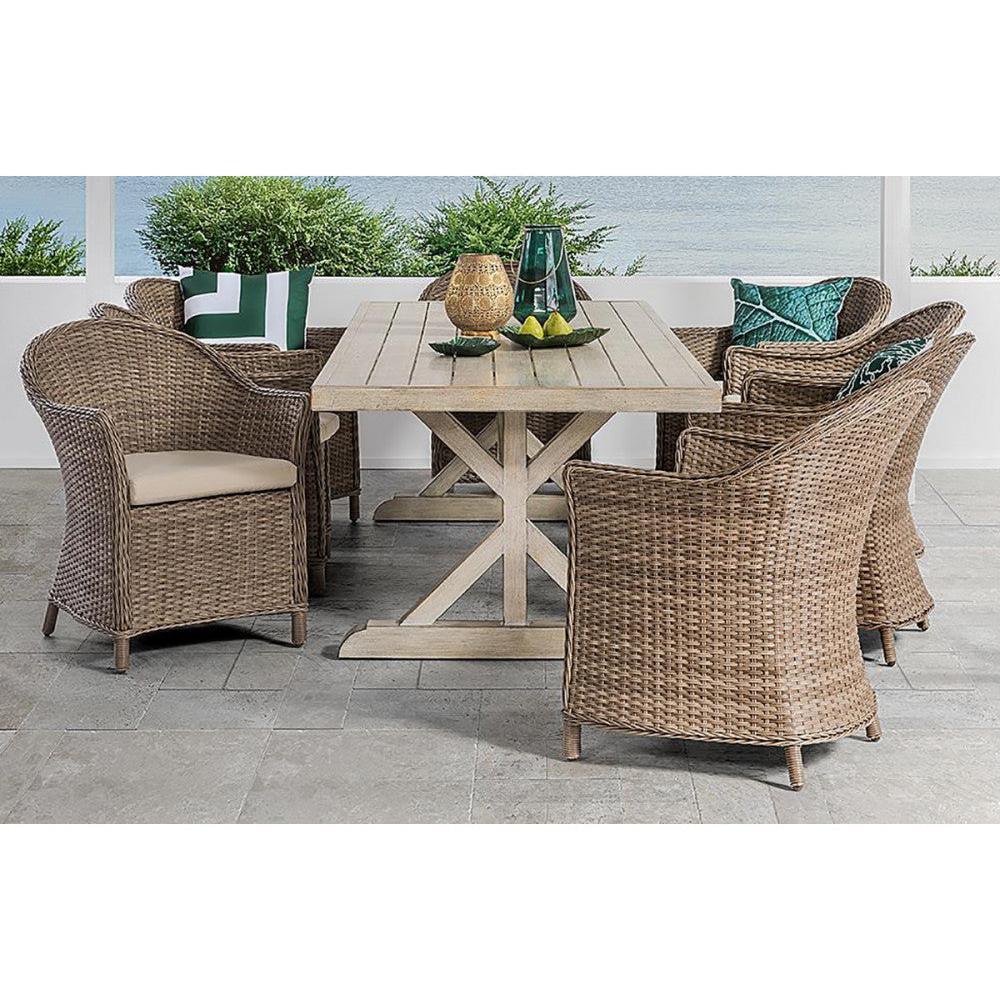 LAVENHAM 9 PIECE ALUMINIUM 7 WICKER OUTDOOR SETTING - MyChocolateWood