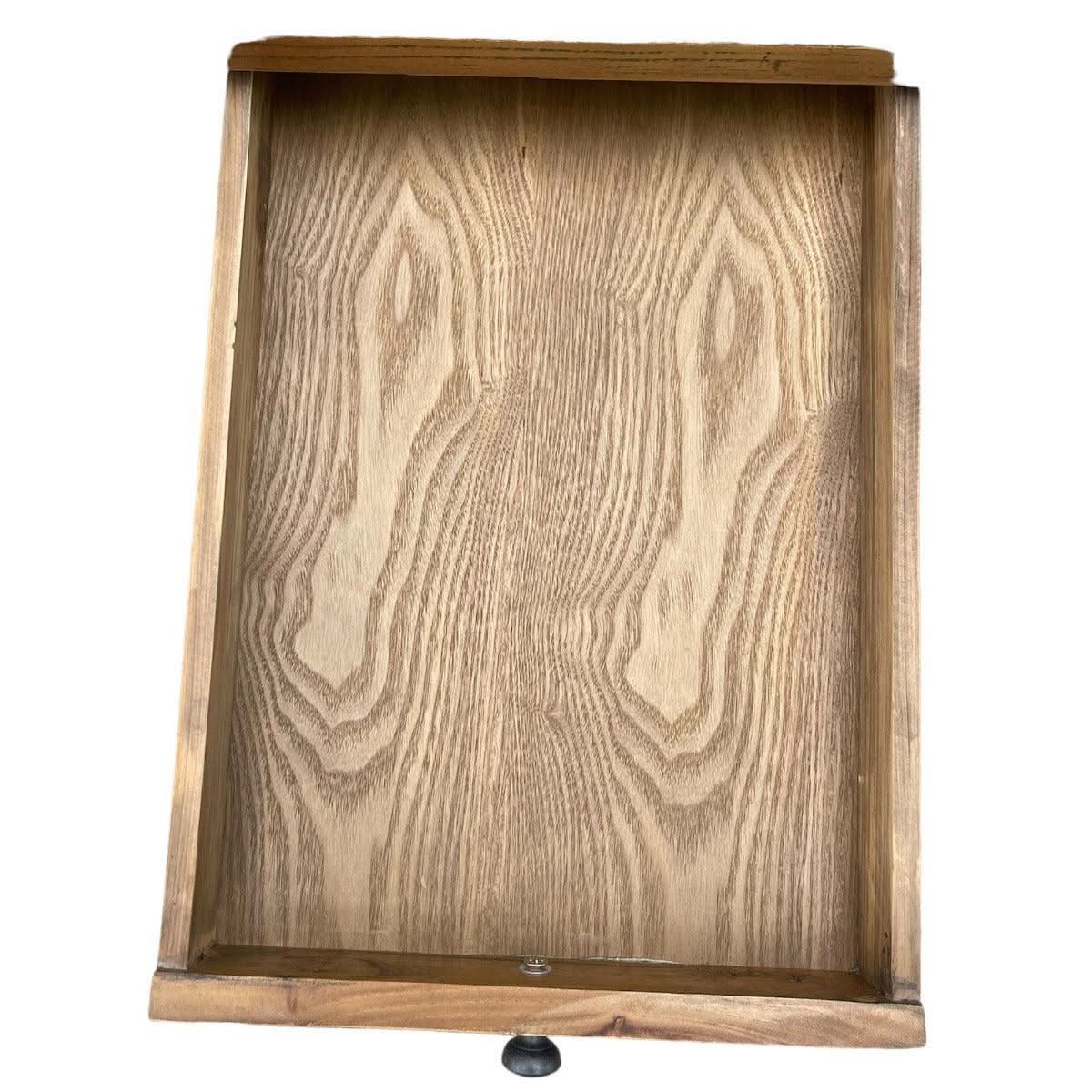 LENNON 1 DRAW RUSTIC PROVINCIAL RECYCLED ELM PARQUETRY LAMP TABLE - MyChocolateWood