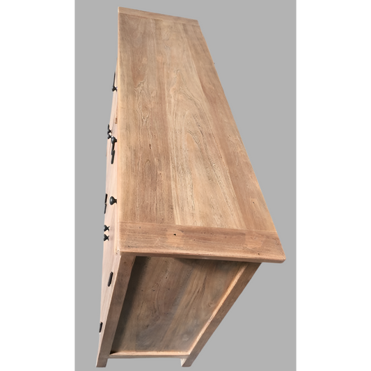 LINDI RECYCLED ELM RUSTIC COUNTRY STYLE BUFFET/SIDEBOARD 4 DOORS & 2 DRAWERS HONEY-140CM - MyChocolateWood