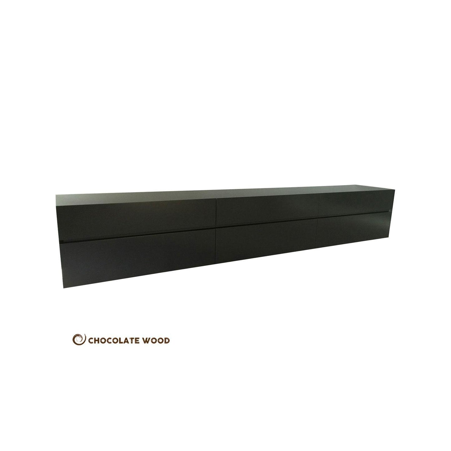 LONDON WALL MOUNTED TV/ENTERTAINMENT UNIT - IN BLACK POLYURETHANE - MyChocolateWood