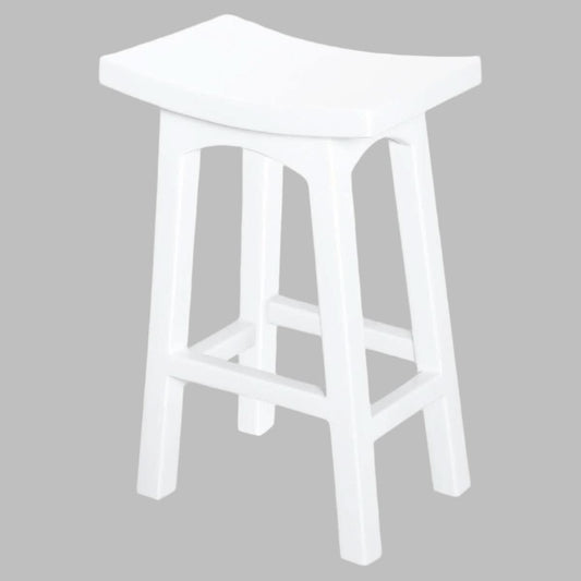 LORIAN SOLID MAHOGANY TIMBER KITCHEN/BAR STOOL 67CM - WHITE - MyChocolateWood