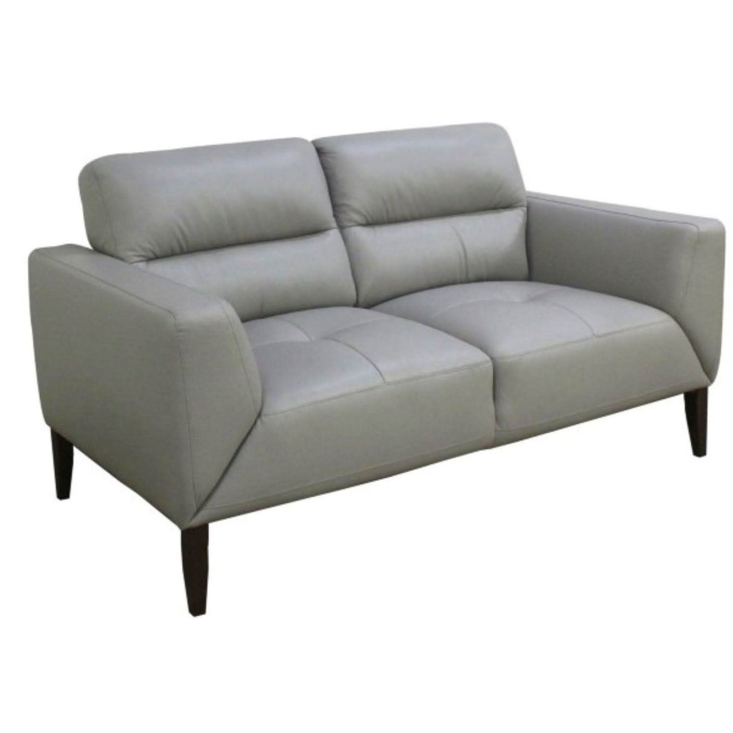 LOUANNE 2-SEATER REAL LEATHER SOFA SETTEE COUCH SILVER - MyChocolateWood