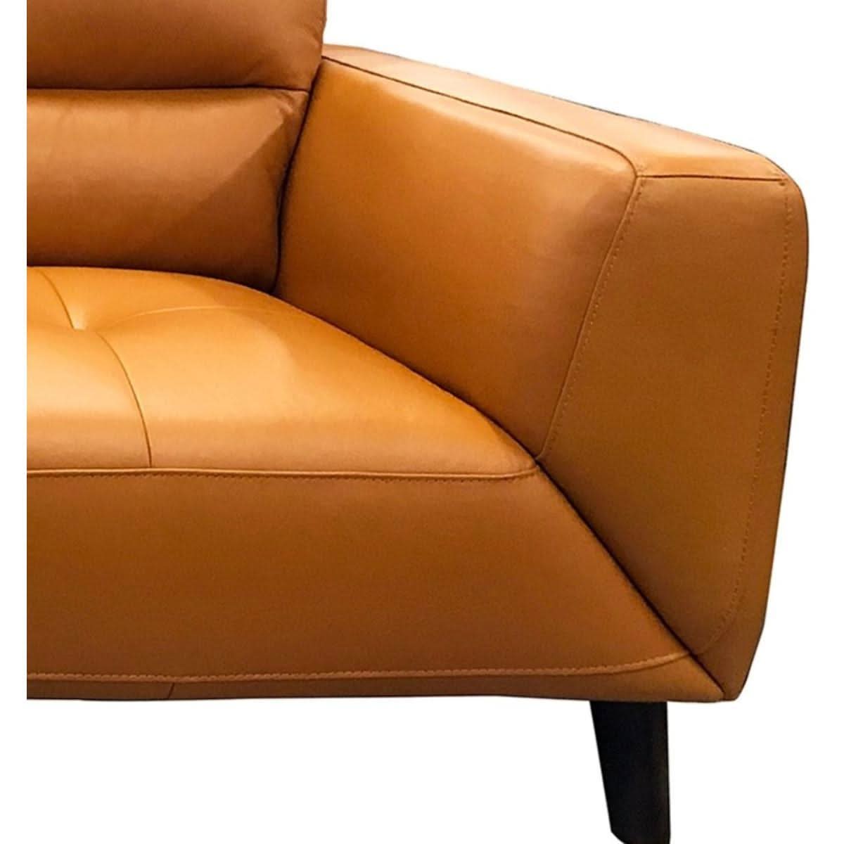 LOUANNE 3-SEATER REAL LEATHER SOFA SETTEE COUCH TANGERINE - MyChocolateWood
