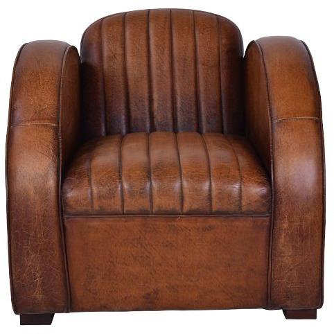 LOUIS AGED LEATHER ARMCHAIR IN CARAMEL - MyChocolateWood