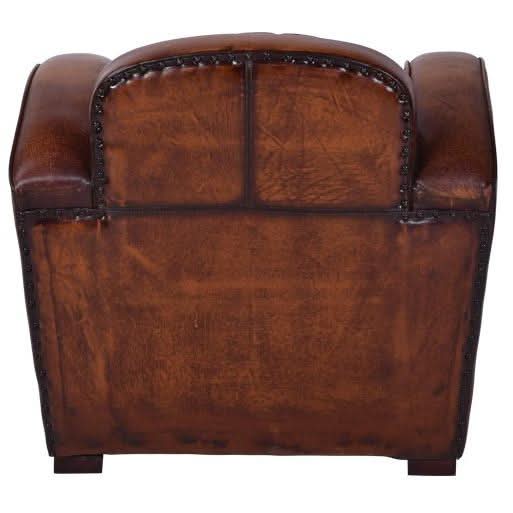 LOUIS AGED LEATHER ARMCHAIR IN CARAMEL - MyChocolateWood