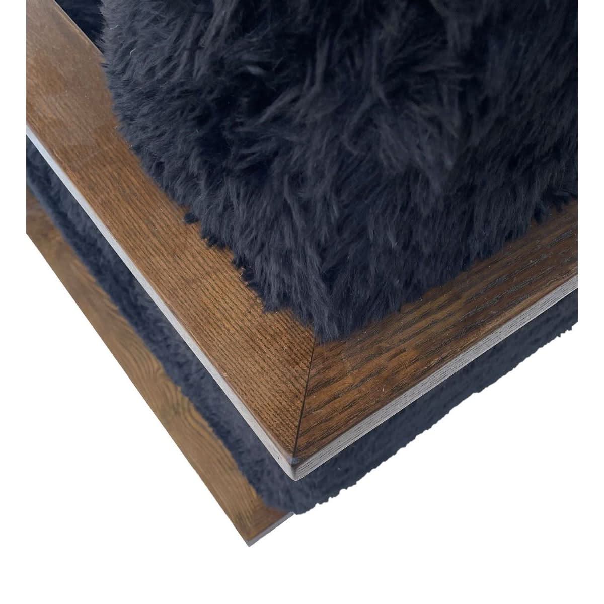 LOUISE FAUX SHEEPSKIN/ASH WOOD ARMCHAIR/LOUNGE CHAIR IN ONYX - MyChocolateWood