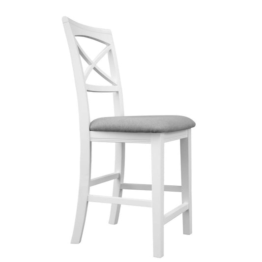 LUGANO HAMPTONS STYLE ACACIA FABRIC NEW BAR CHAIR BAR STOOL W:48XD:55XH107CM
