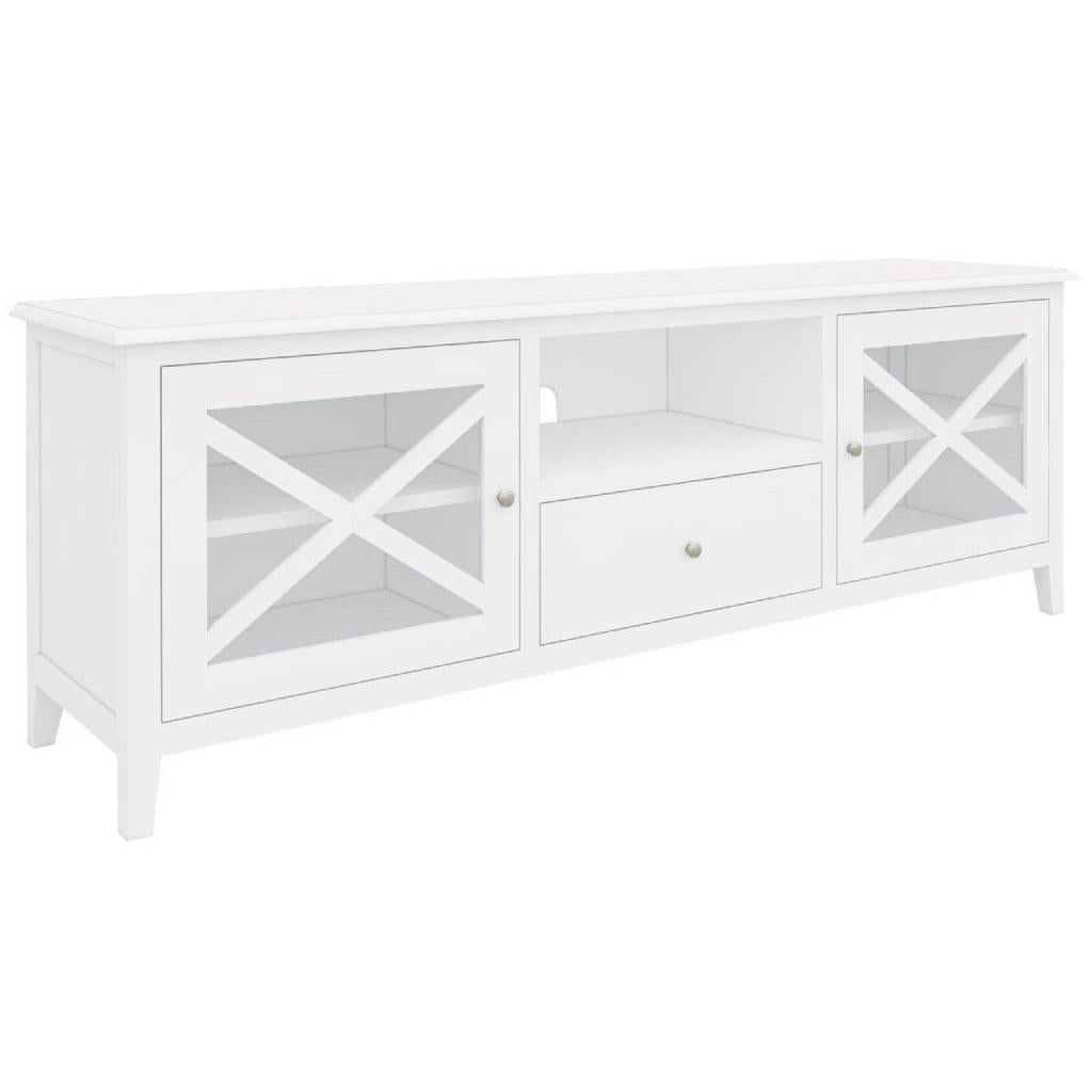 LUGANO HAMPTONS STYLE ACACIA LARGE TV UNIT 2 DOORS /1 DRAWER WHITE 210CM