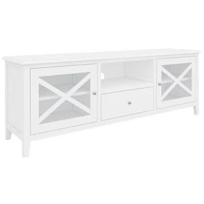 LUGANO HAMPTONS STYLE ACACIA MEDIUM TV UNIT 2 DOORS /1 DRAWER 170CM WHITE - MyChocolateWood