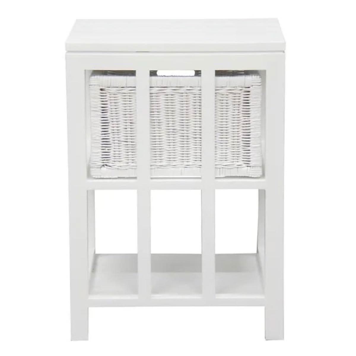 MAGENTO SINGLE DRAWER RATTAN LAMP TABLE/SIDE TABLE IN SOLID MAHOGANY - WHITE - MyChocolateWood