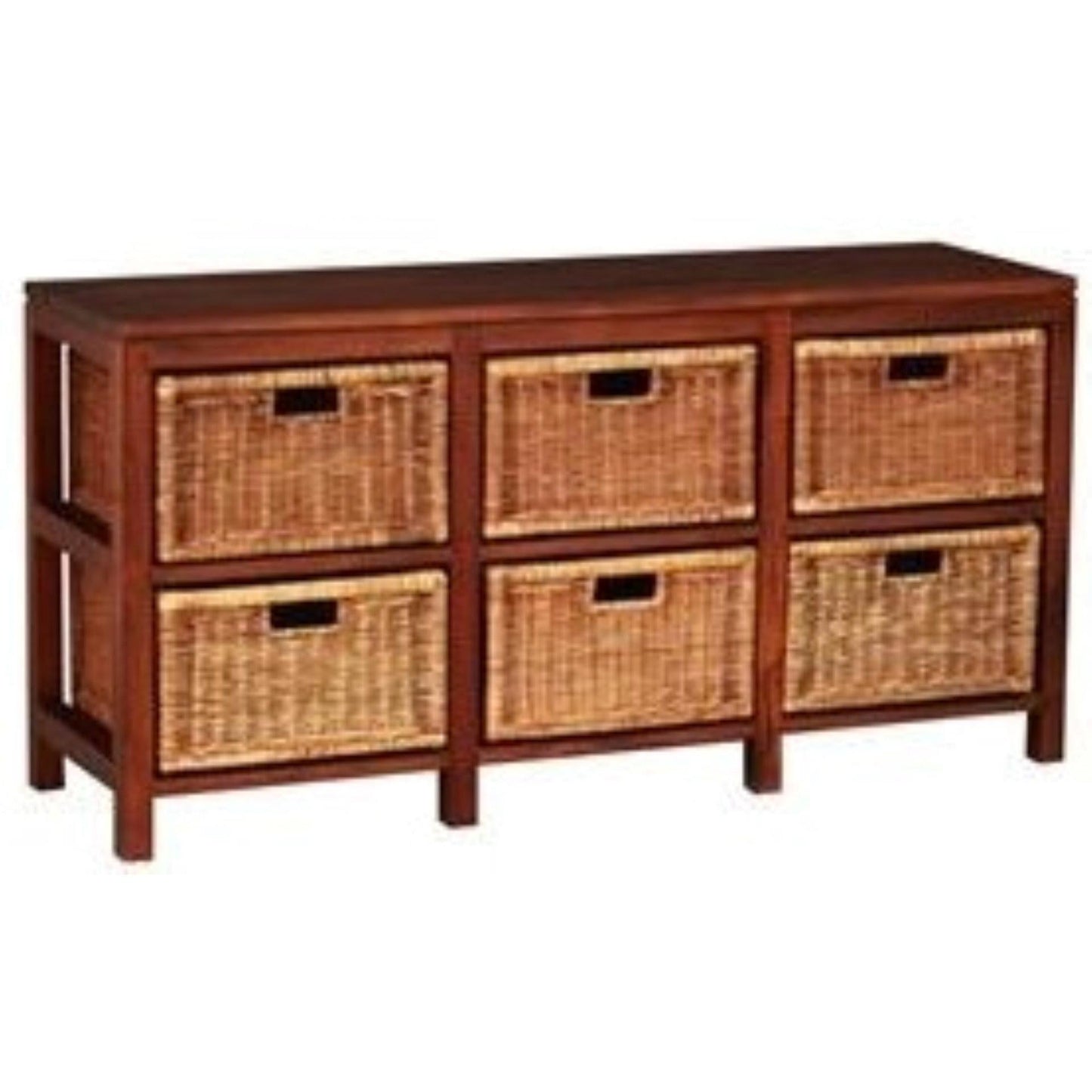 MAGENTO SOLID MAHOGANY TIMBER WOOD & WICKER 6 DRAWER DRESSER - MyChocolateWood