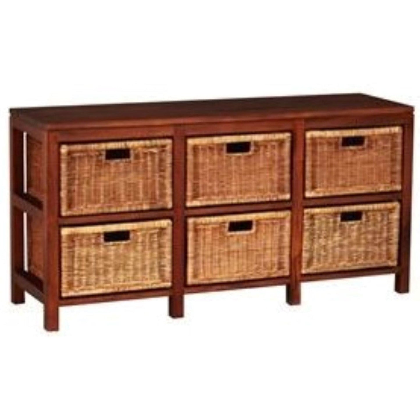 MAGENTO SOLID MAHOGANY TIMBER WOOD & WICKER 6 DRAWER DRESSER - MyChocolateWood