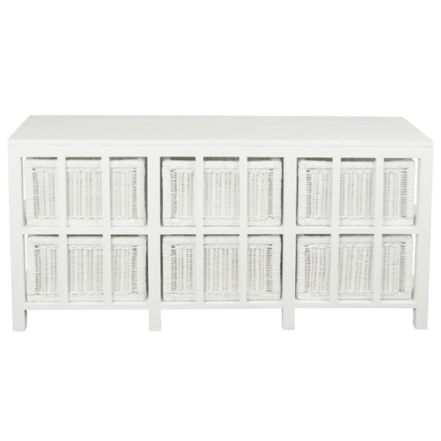 MAGENTO SOLID MAHOGANY TIMBER WOOD & WICKER 6 DRAWER DRESSER IN WHITE - MyChocolateWood