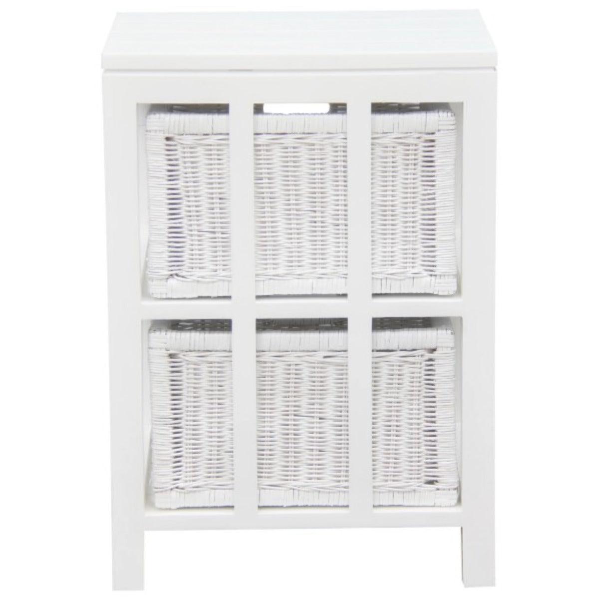 MAGENTO TWO DRAWER RATTAN LAMP TABLE/SIDE TABLE IN SOLID MAHOGANY - WHITE - MyChocolateWood