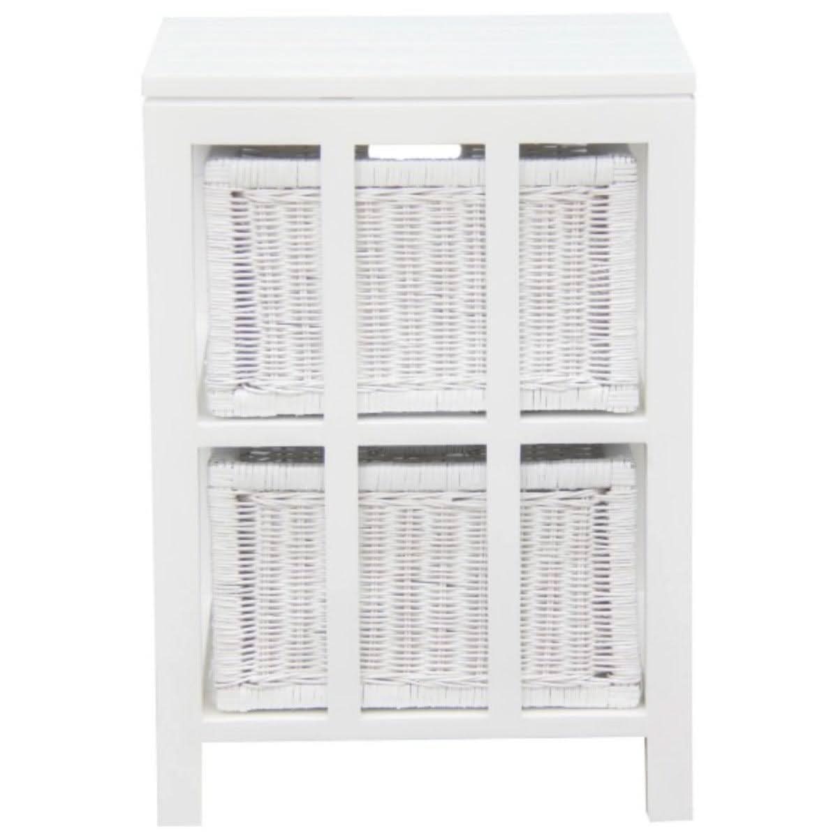 MAGENTO TWO DRAWER RATTAN LAMP TABLE/SIDE TABLE IN SOLID MAHOGANY - WHITE - MyChocolateWood