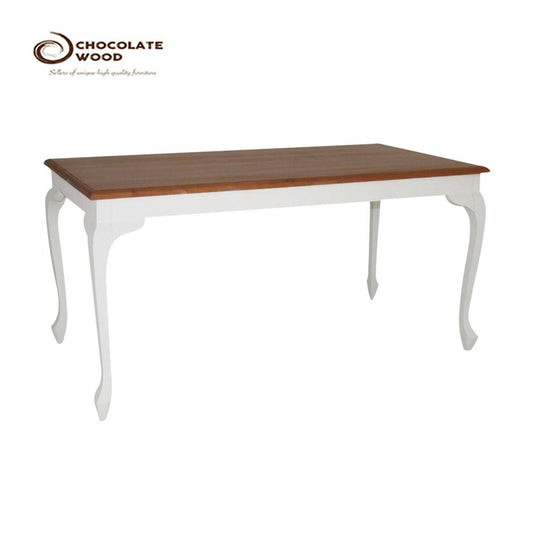 Maison Package White with Caramel Top French Provincial Style Solid Hardwood Timber Mahogany Dining Table with 6 Chairs - MyChocolateWood