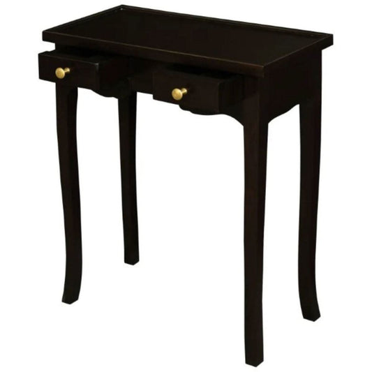 MANDY QUEEN ANN SOLID MAHOGANY 2 DRAWER HALL TABLE/CONSOLE TABLE IN CHOCOLATE - MyChocolateWood