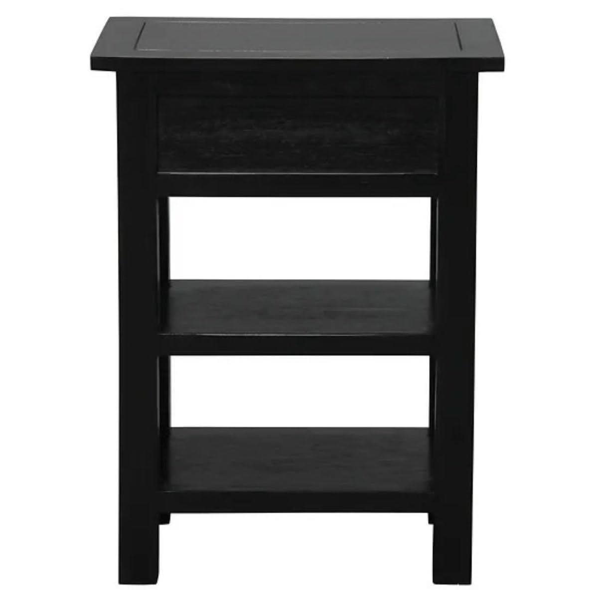 MARGARITA SOLID MAHOGNY 1 DRAWER LAMP TABLE - BLACK - MyChocolateWood