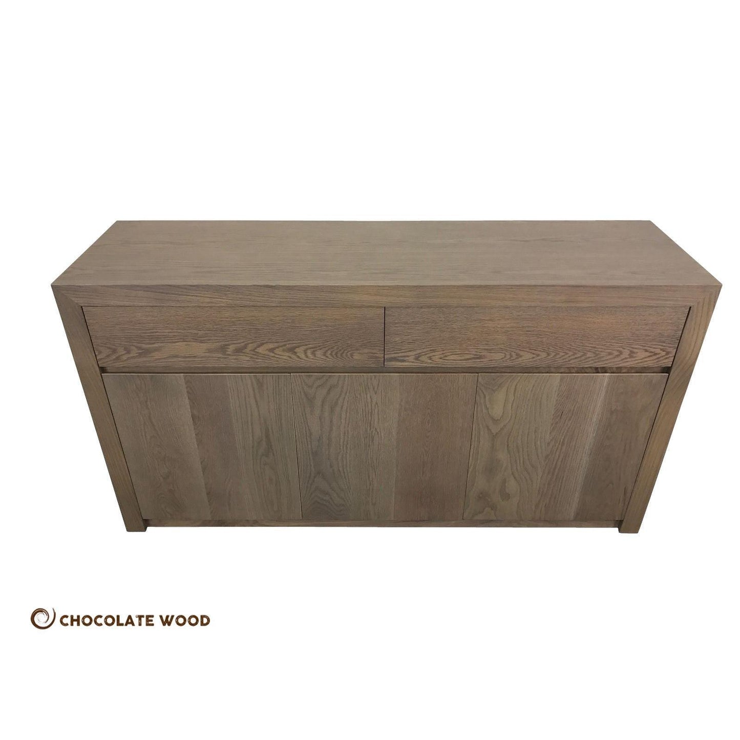 MARRON SOLID EUROPEAN OAK BUFFET/SIDEBOARD 3 DOORS 2 DRAWERS IN GREYWASH - MyChocolateWood