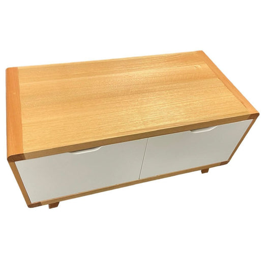 MAXWELL 2-DRAWER TASSIE OAK COFFEE TABLE IN CLEAR LACQUER MADE TO ORDER - MyChocolateWood