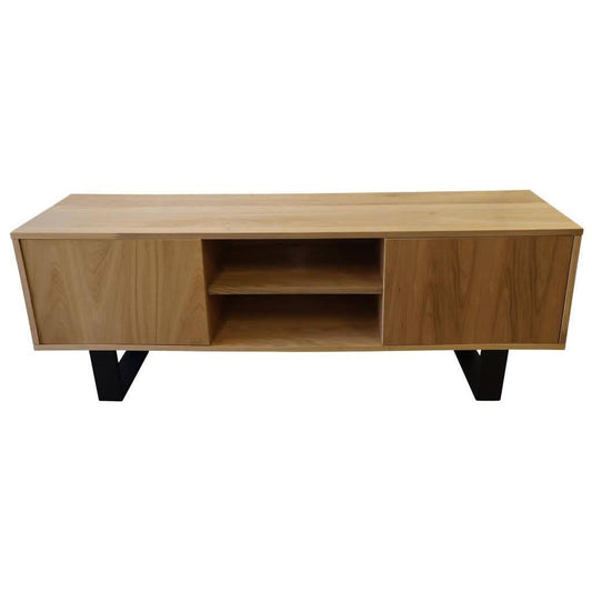 MAYZI ELM VENEER TELEVISION UNIT/ETU/TELEVISION STAND NATURAL/BLACK LEGS - MyChocolateWood