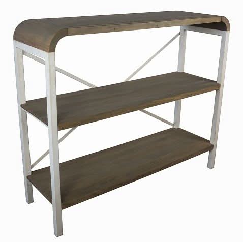 MELLIN MANGO WOOD 3 TIER SHELF STAND BOOKCASE WHITE/GREYWASH - MyChocolateWood