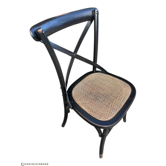 MELROSE DINING CHAIR IN SOLID OAK WITH A BLACK RUBBED BACK FINISH - MyChocolateWood