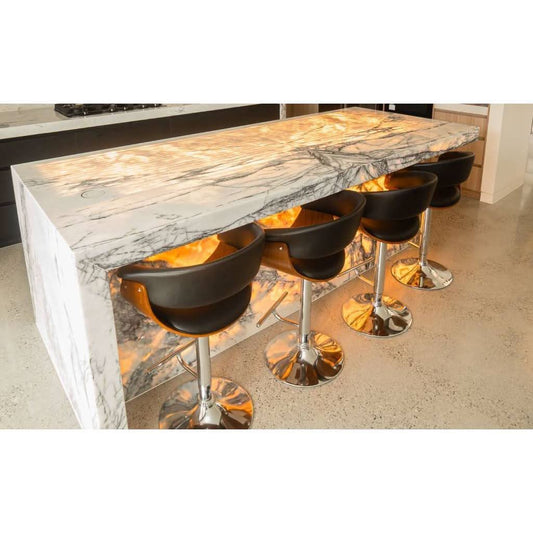 MERLIN BAR CHAIR CHROME AND WALNUT BLACK PU - MyChocolateWood