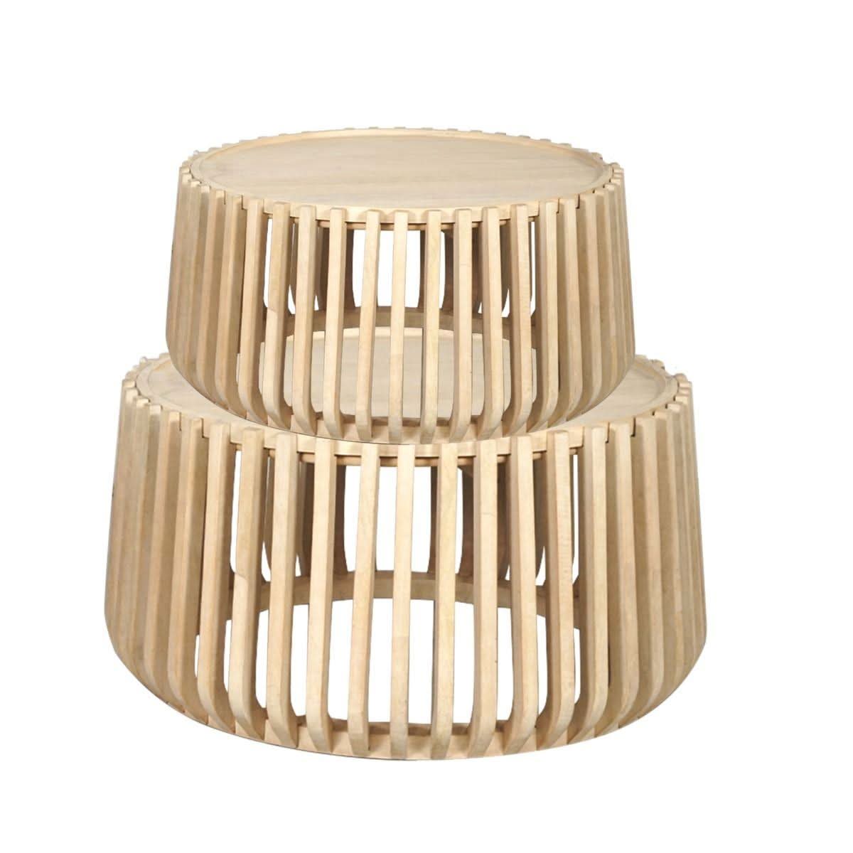 MERTI SET OF 2 MANGO WOOD COFFEE TABLES IN NEW NATURAL - MyChocolateWood