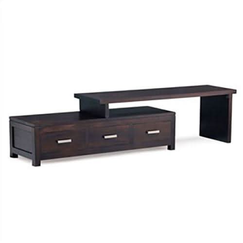 MILAN SOLID MAHOGANY EXTENDABLE TV UNIT 3 DRAWERS CHOCOLATE 150-225CM - MyChocolateWood