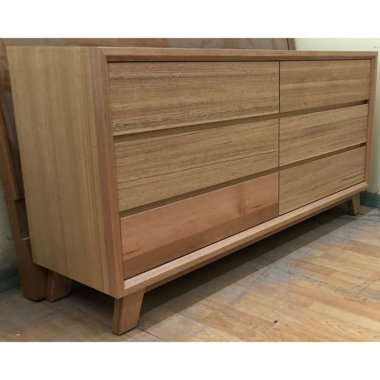 MIRANDA 6 DRAWER DRESSER/ 6 DRAWER CHEST OF DRAWERS IN TASSIE OAK CLEAR LACQUER MADE TO ORDER IN AUSTRALIA - MyChocolateWood