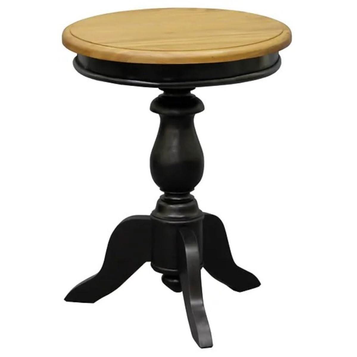 MOLA SOLID MAHOGANY ROUND SIDE/WINE TABLE BLACK/CARAMEL - MyChocolateWood