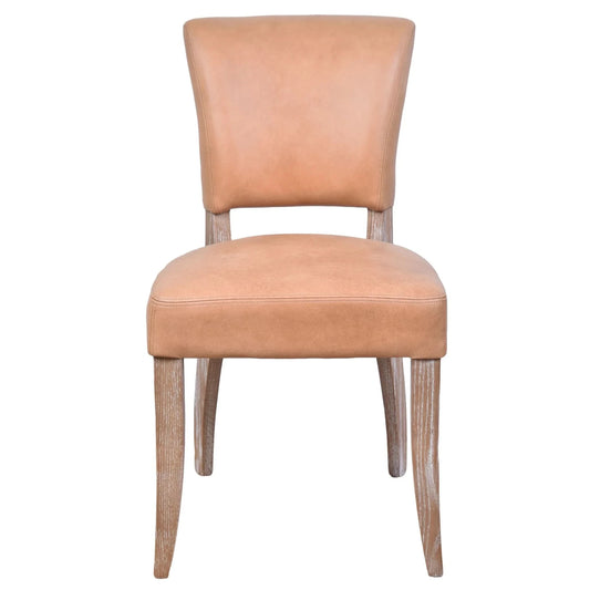 MORANG CARAMEL LEATHER DINING CHAIR WITH WHITE WASH LEGS - MyChocolateWood