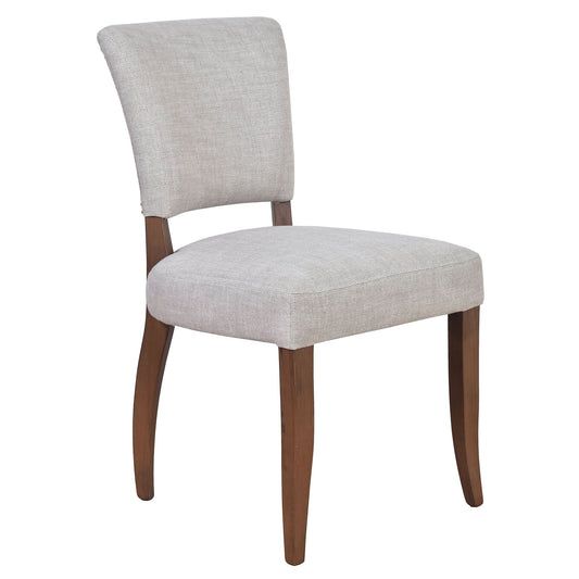 MORANG DOVE GREY LINEN CHAIR WITH MARON LEGS - MyChocolateWood