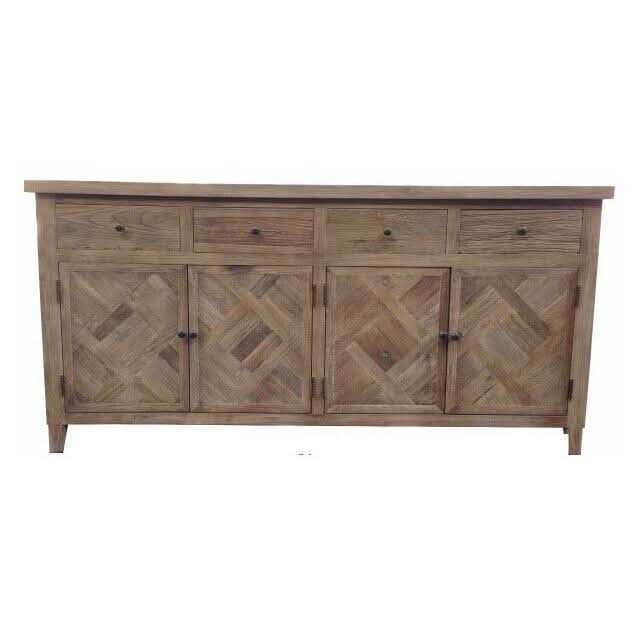 MORO RECYCLED ELM BUFFET/SIDEBOARD 4 DRAWER 4 DOOR PARQUETRY PATTERN 180 CM - MyChocolateWood