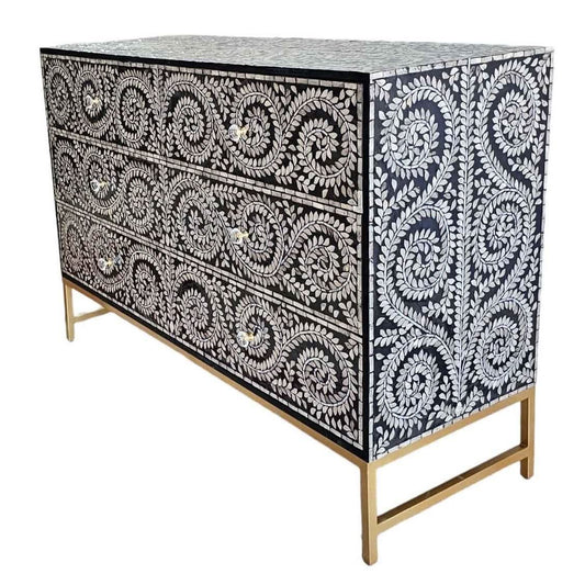 MOTHER OF PEARL ENCHANTING VINE 6 DRAWERS DRESSER - MyChocolateWood