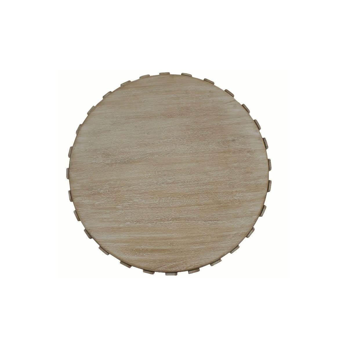 MOWGLI SOLID MANGO WOOD ROUND LAMP/SIDE TABLE IN A DRIFTWOOD WHITEWASH FINISH - MyChocolateWood