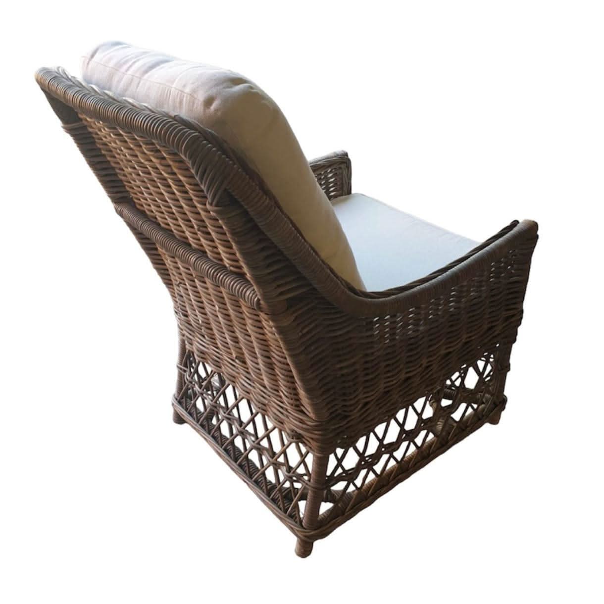 MULAN KUBU GREY RATTAN LOUNGE CHAIR ACCENT CHAIR/ ARMCHAIR W/CUSHION - MyChocolateWood