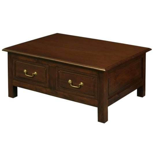 NERIN SOLID MAHOGANY 4 DRAWERS RECTANGULAR COFFEE TABLE IN MAHOGANY - MyChocolateWood
