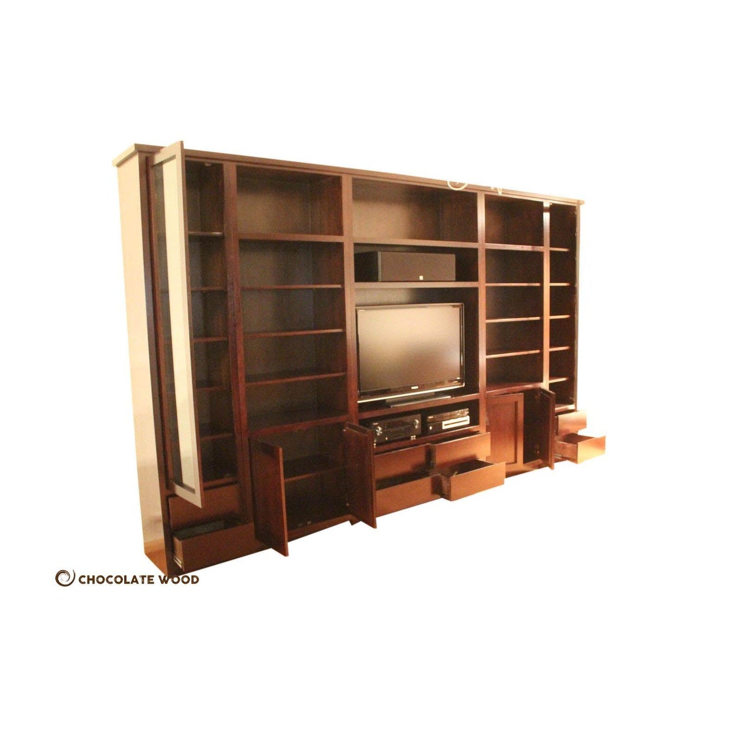 NEWPORT 6-PIECE LARGE DISPLAY UNIT IN TASSIE OAK - CUSTOM MADE TO ORDER - MyChocolateWood