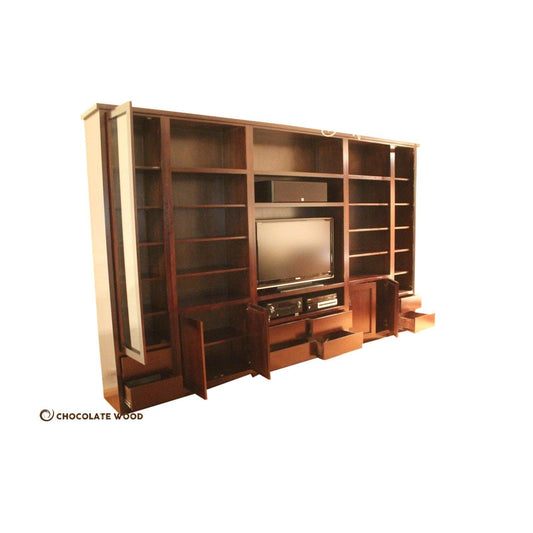 NEWPORT 6-PIECE LARGE DISPLAY UNIT IN TASSIE OAK - CUSTOM MADE TO ORDER - MyChocolateWood