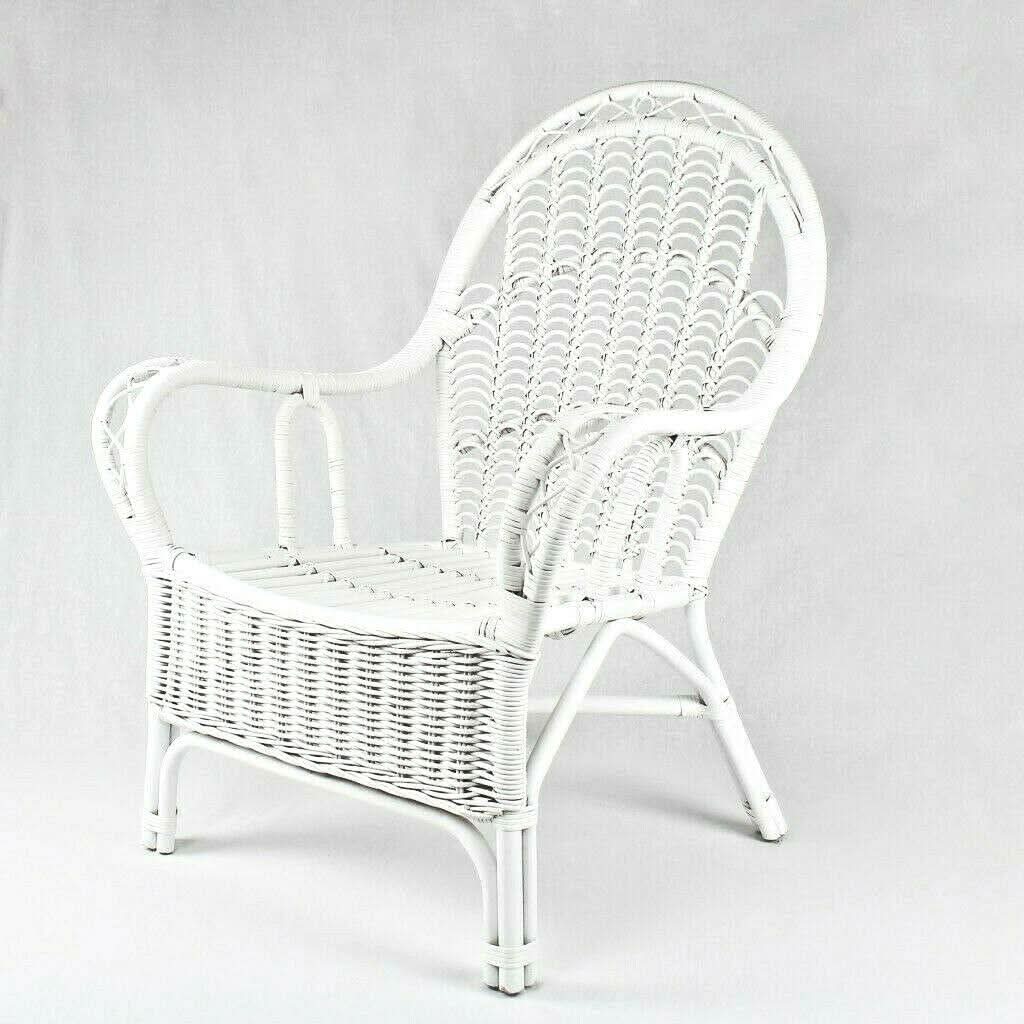 OLIVIA WHITE RATTAN LOUNGE CHAIR ACCENT CHAIR/ ARMCHAIR / EASY CHAIR - MyChocolateWood