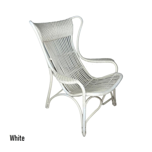 ORTIS SOLID WHITE RATTAN LIVING CHAIR VERANDAH CHAIR LOUNGE CHAIR ACCENT CHAIR/ ARMCHAIR /EASY CHAIR