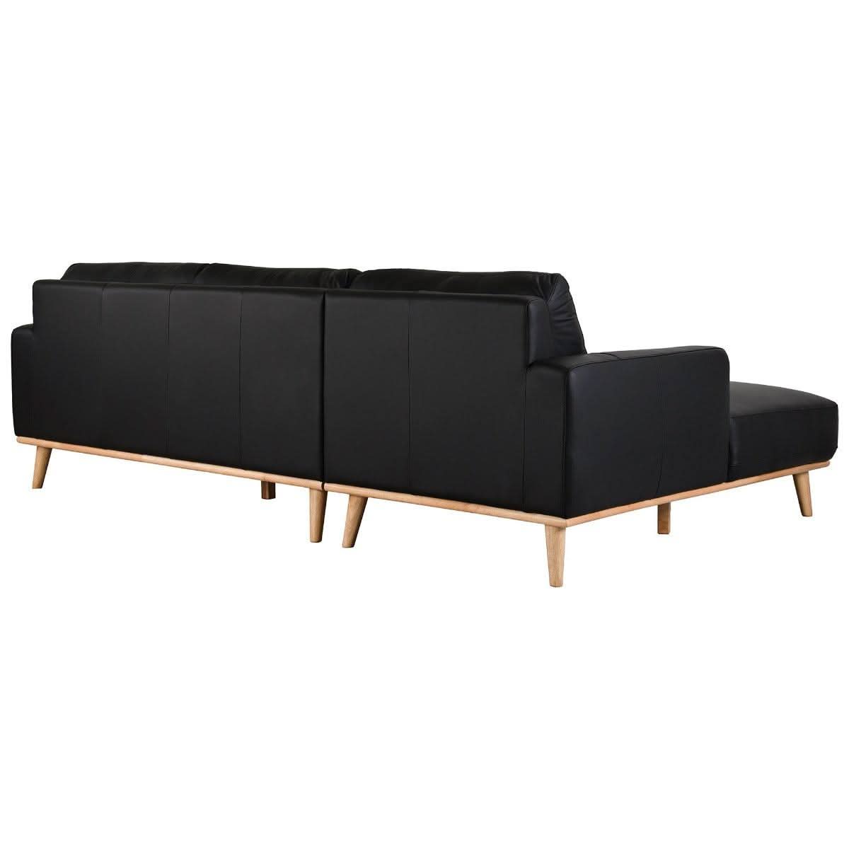 PAMELA 2.5-SEATER LHF CHAISE ITALIAN LEATHER MODULAR SOFA, IN BLACK - MyChocolateWood