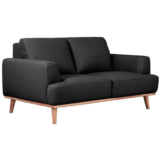 PAMELA 2-SEATER ITALIAN LEATHER SOFA IN BLACK - MyChocolateWood